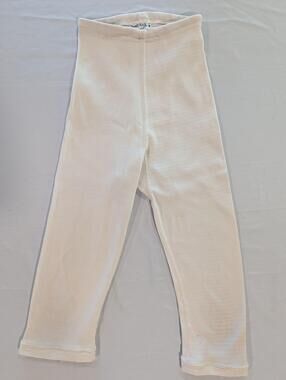 Vintage Sand-Knit Pants Kids XS White Thermal Knit Sweatpants Winter Base Layer